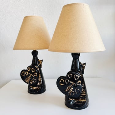 Black and Gold Heart Lamps