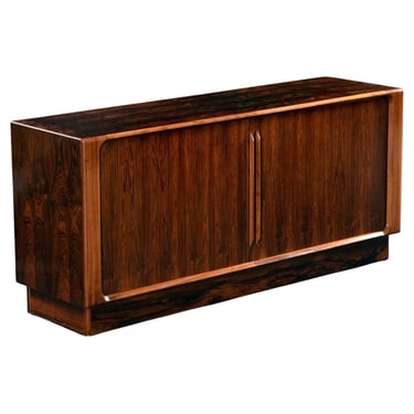 Danish Rosewood Tambour Credenza by Bernhard Pedersen & Son with Finished Back 