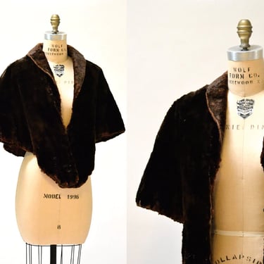 Vintage Fur Stole Cape Wrap Shawl Beaver Fur Stole Brown Vintage Fur Stole Cape Capelet Black Brown 1930s 1940s 