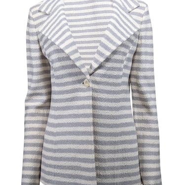 St. John - White & Grey Striped Knit Jacket Sz 8