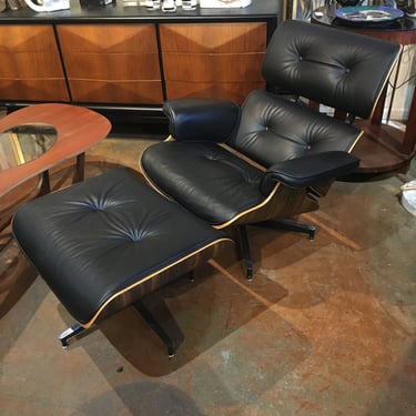 Mid Century Lounge Chair with Ottoman Eames Style- Mint 