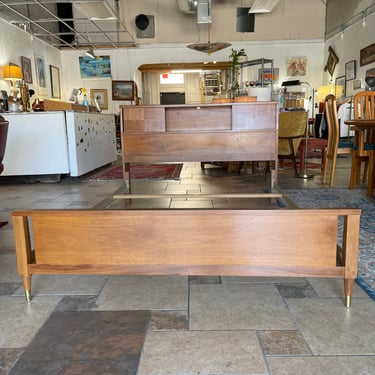 Mid Century Walnut Queen Size Headboard with Storage by Kroehler