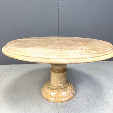 Vintage round italian marble coffee table, 1960s - mid century modern coffee table - round coffee table - white marble coffee table 