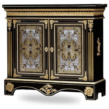 19th C. French Louis XIV Style Ormolu-Mounted Marquetry Cabinet by Henry Dasson