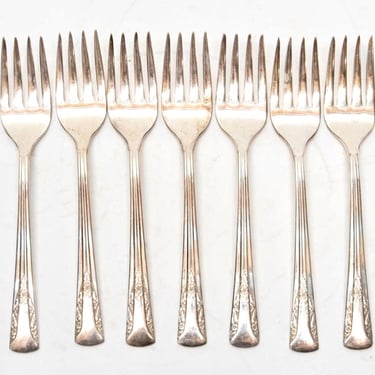 Vintage Silverplate Forks | Camelia Silver Plated Salad Forks | 7 pieces Set 
