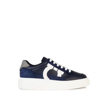 Salvatore Ferragamo 'Cassina' Blue Leather Sneakers Man