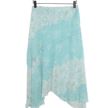 Y2K Beaded Floral Silk Ruffle Skirt