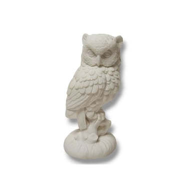 1970s Vintage A Santini Owl Figurine, Made in Italy, Alabaster White, Woodland Bird on Branch, NIB, Home Interiors, Vintage Home Decor 