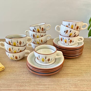 Vintage Stangl Amber Glo Ceramic Cups and Saucer Sets - Sold in Sets 