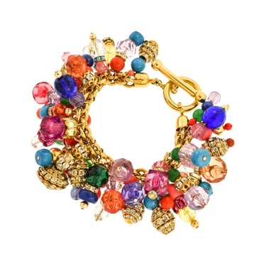 Gianfranco Ferre Vintage Massive Multicolor Bead and Crystal Bracelet