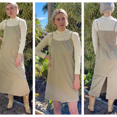 y2k Convertible Maxi to Mini Dress / Overalls Dress / Long Khaki Jean Cargo Skirt / Summer Dress 