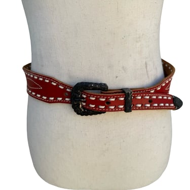 Vintage Gilles Herve Paris Western Belt, Grey Cowhide | A  display picture 2