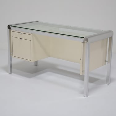 Mid-Century Lacquer, Glass and Chrome Desk by Pierre Cardin, 1970s.