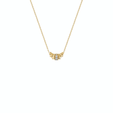 Croissant Necklace With Pave Center Row