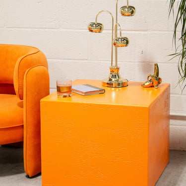 Orange Side Table Pedestal