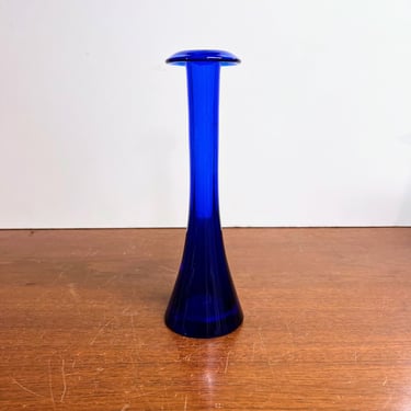 Vintage Tiffany Elsa Peretti Cobalt Blue Murano Glass Vase Signed Trumpet Shape 