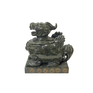 Large Hand Carved Chinese Green Stone Pixiu Fengshui Figure ws3614E 
