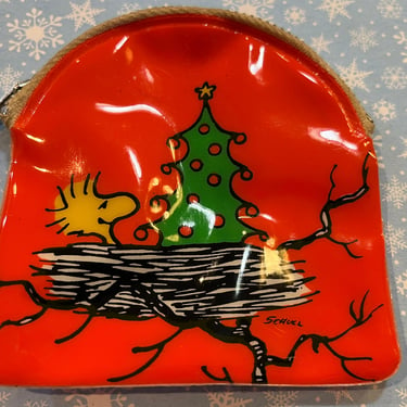 Woodstock peanuts coin purse vintage Christmas vinyl zipper purse 