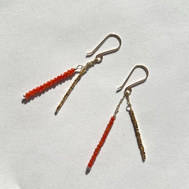 Debbie Fisher | Carnelian and gold vermeil on gold fill wire earrings