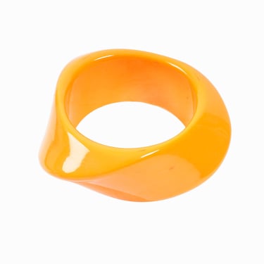 Vintage Plastic Bangle Cuff Bracelet Orange 