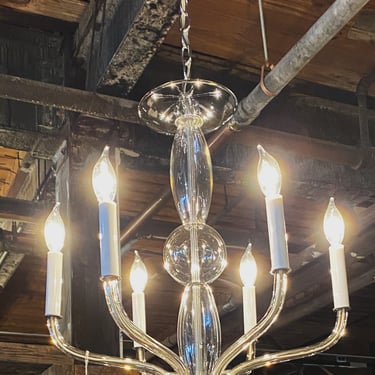 6 Lite Glass Tube Candle Chandelier