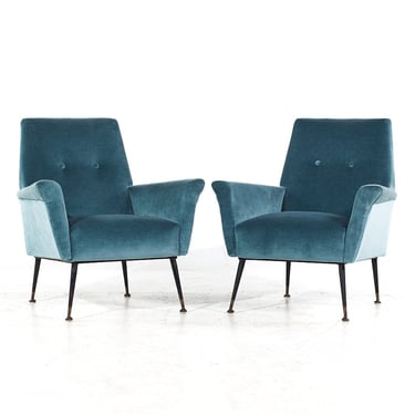 Marco Zanuso Style Mid Century Italian Lounge Chairs - Pair - mcm 