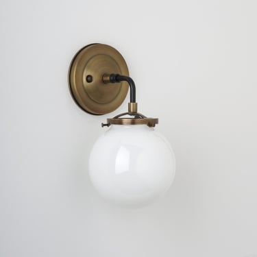 White/Opal Glass Globe Shade - Wall Sconce - Made in the USA Handblown Glass 