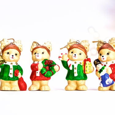VINTAGE: 4 Christmas Porcelain Bear Ornament - Christmas Ornaments - Holiday - SKU 15-A2-00012274 
