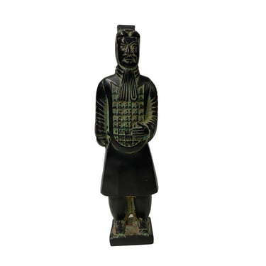 Chinese Black Green Rustic Ancient Artistic Terra Cotta Soldier Figure ws2452E 