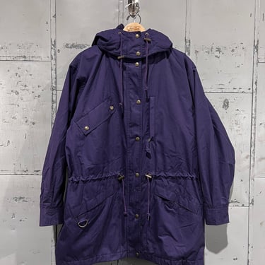 Vintage 80s Eddie Bauer outdoors Windbreaker rain jacket flannel lined Essential purple Zip Up parka Jacket women's large 