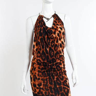 Snake Neck Leopard Dress