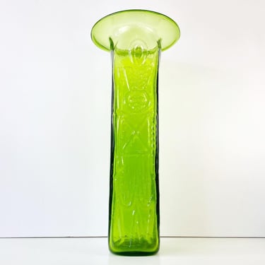 Rare Vintage Blenko Glass 6520 Toy Soldier Floor Vase Joel Myers Green Holiday