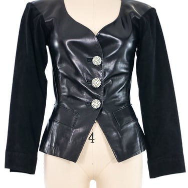 1998 Yves Saint Laurent Suede Sleeve Leather Jacket