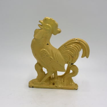 vintage metal yellow chippy rooster napkin holder 