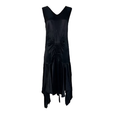 1920's Black Satin Flapper Evening Dress