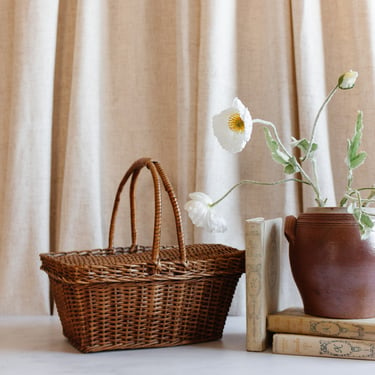 vintage French petite woven gathering basket