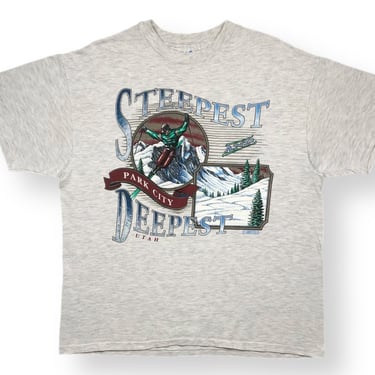 Vintage 1994 Park City Utah “Steepest and Deepest” Ski Resort/Skiing Graphic T-Shirt Size Large 