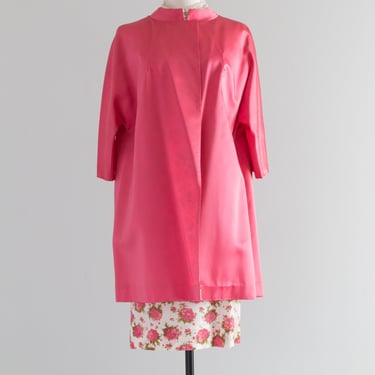 Fabulous 1950's Rose Print Dress &amp; Jacket Set / M