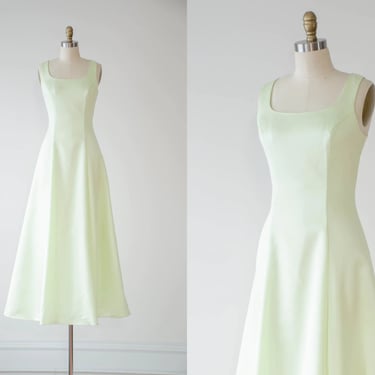 lime green dress | 90s y2k vintage ZumZum pastel neon green satin formal prom princess gown 