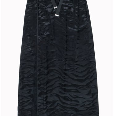 Zadig &amp; Voltaire - Black Zebra Print Maxi Skirt Lace Trim Hem Skirt Sz L