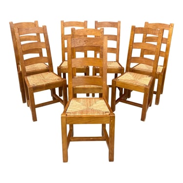Farmhouse Reclaimed Oak Ladderback Chairs - Set of 8 