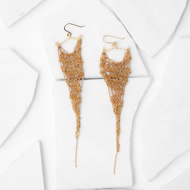 Crochet Petite Gold Plated Chain Earrings