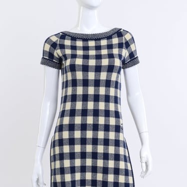 Checkered Cashmere Knit Dress