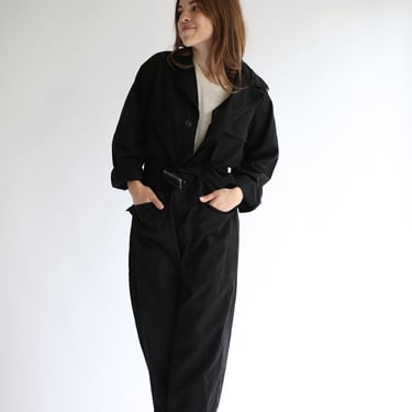 Vintage Overdye Black Belted Coverall | Herringbone Twill Jump Suit Jumpsuit | Cotton Onesie Mechanic | Boilersuit Boiler Suit 