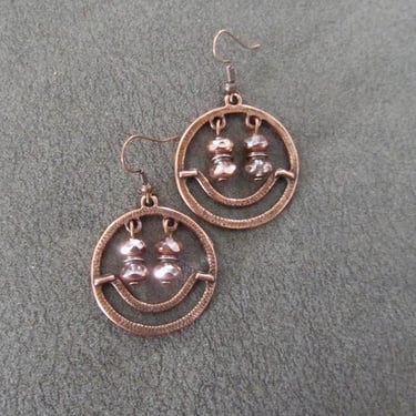 Modern industrial copper hoop earrings 55 