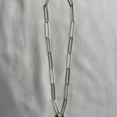 heart lock paperclip sterling chain N037