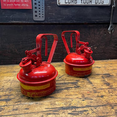 Vintage Eagle Oil Fluid Gas Cans Bright Red Mid-Century 