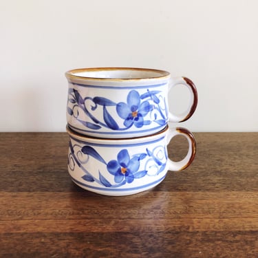 Vintage Ceramic Pottery Soup Mugs, Set of 2 