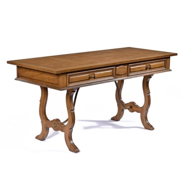 Restored Thomasville English Regency Style Pecan Desk or Console with Drawers 