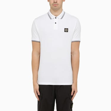 Stone Island White Short-Sleeved Polo Shirt With Logo Men